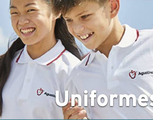 Dos alumnos con el polo blanco del uniforme del colegio